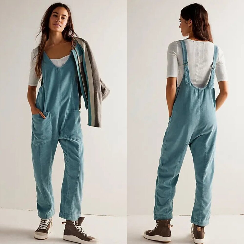 We The Free High Roller Cord Jumpsuit in Blue